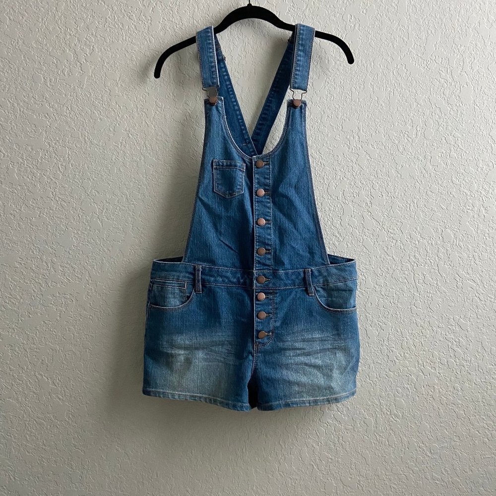 Dark wash Overall Shorts